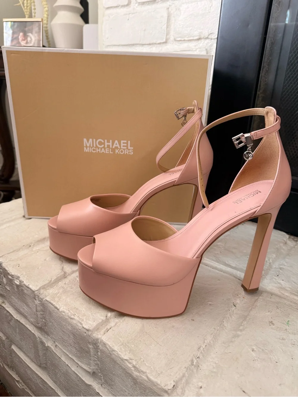 Michael Kors Blush Pink Platform Ankle-Strap Heels